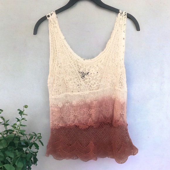 American Eagle Colorblock Crochet Ombré Tank Top Size Small - Picture 2 of 2